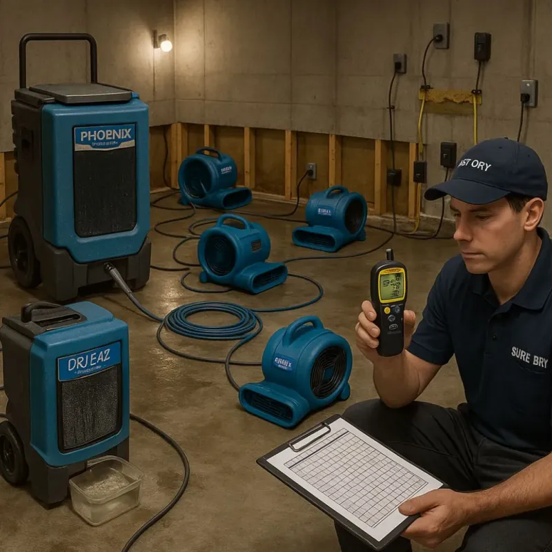 Structural Drying and Dehumidification process in Melville, LA